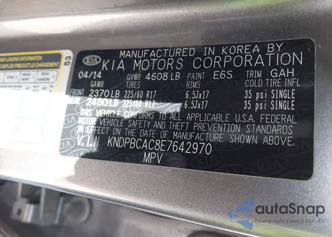 2014 Kia Sportage Lx из США, поврежденный, VIN KNDPBCAC8E7642970